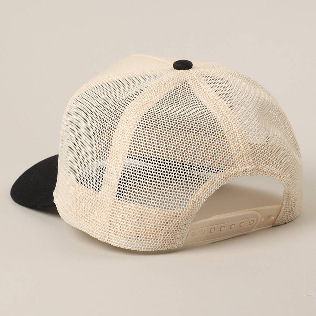 Solid Two-Tone Cotton Trucker Hat with Mesh Back