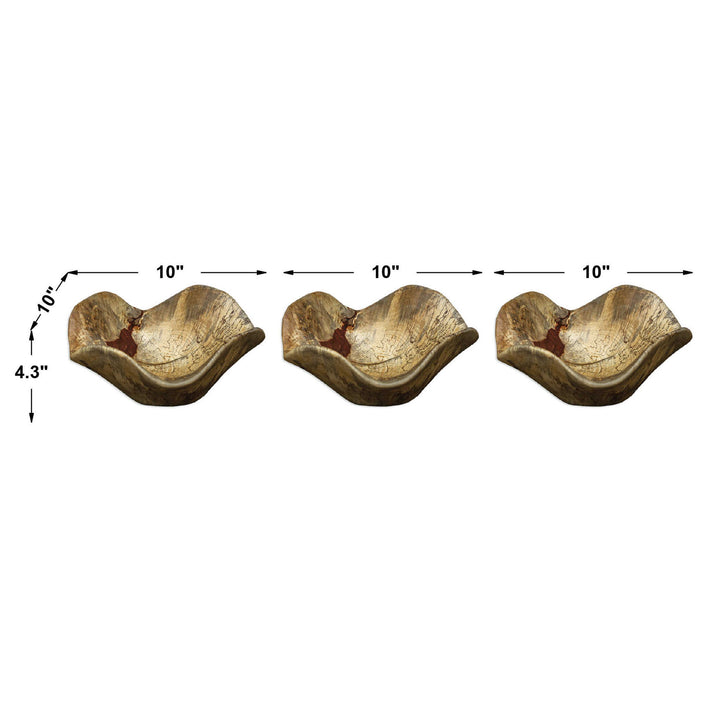 Tamarine - Wood Wall Art (Set of 3) - Light Brown