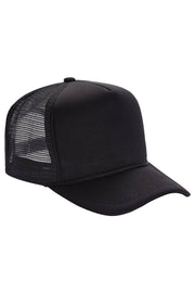 Solid Five Panel Foam Trucker Hat: BLACK / ONE SIZE