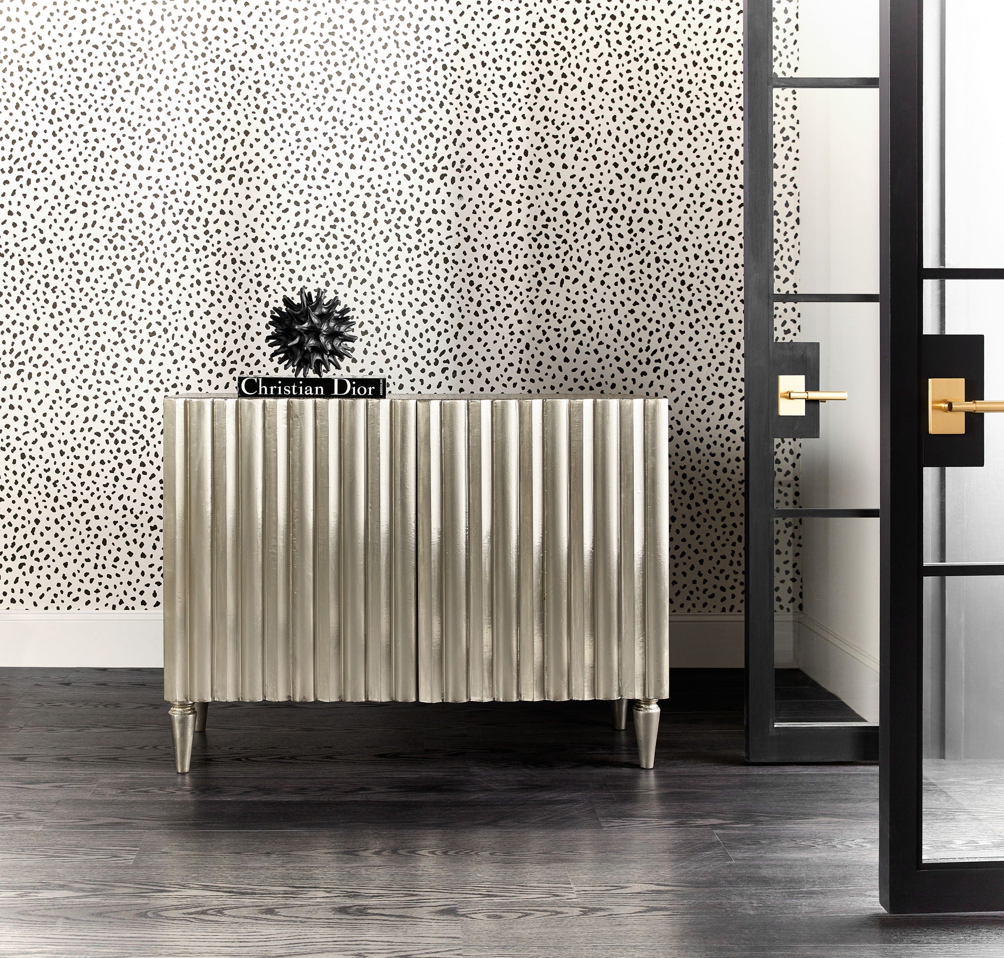 Melange - Mackenna 2-Door Chest - Pearl Silver