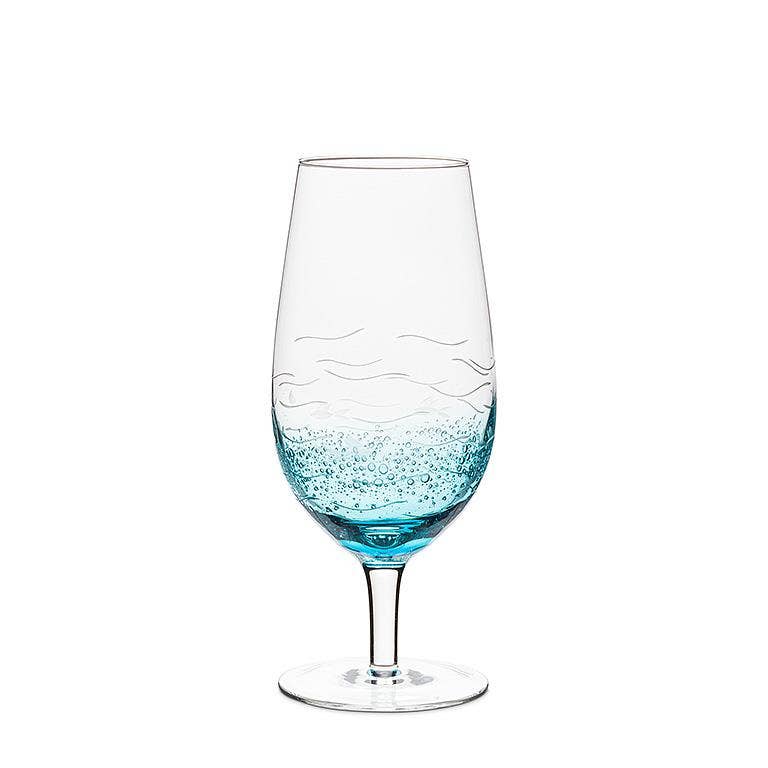 Blue/Clear Fish Cut Glassware: Stemless Goblet (18oz)