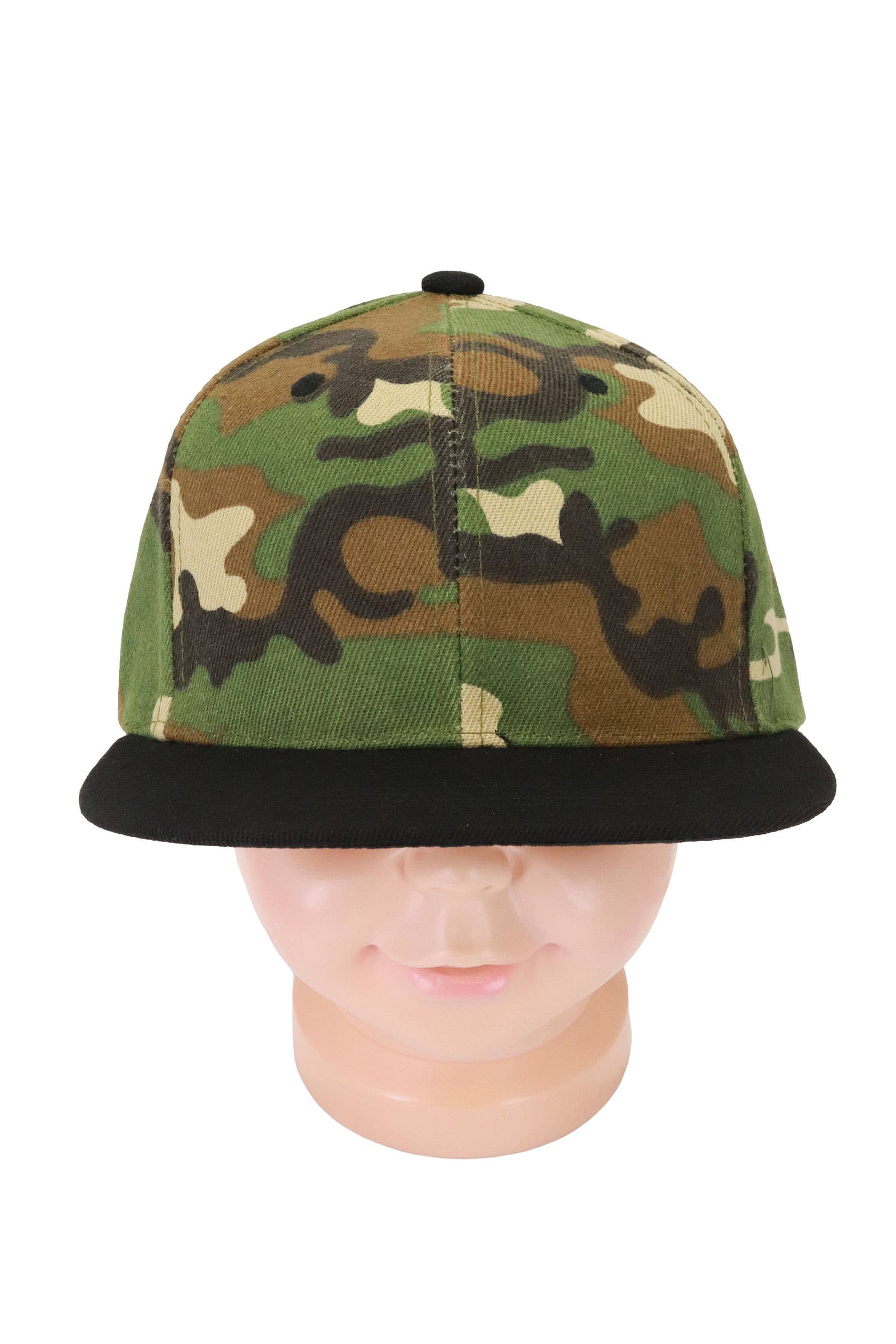 Kids Two Tone Blank Snapback Flat Brim Cap