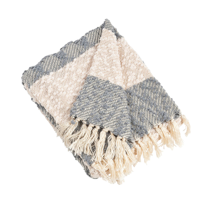 Nubby Design Striped Throw: 50"x60" / Grey
