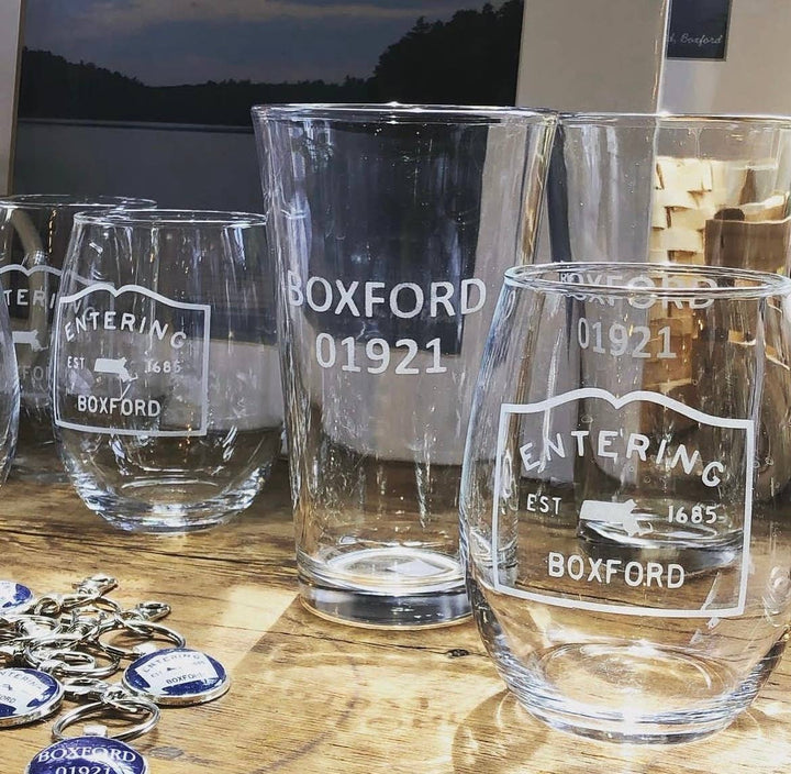 GLASSWARE - Anchor w Town Name: Stemless Wine Glass