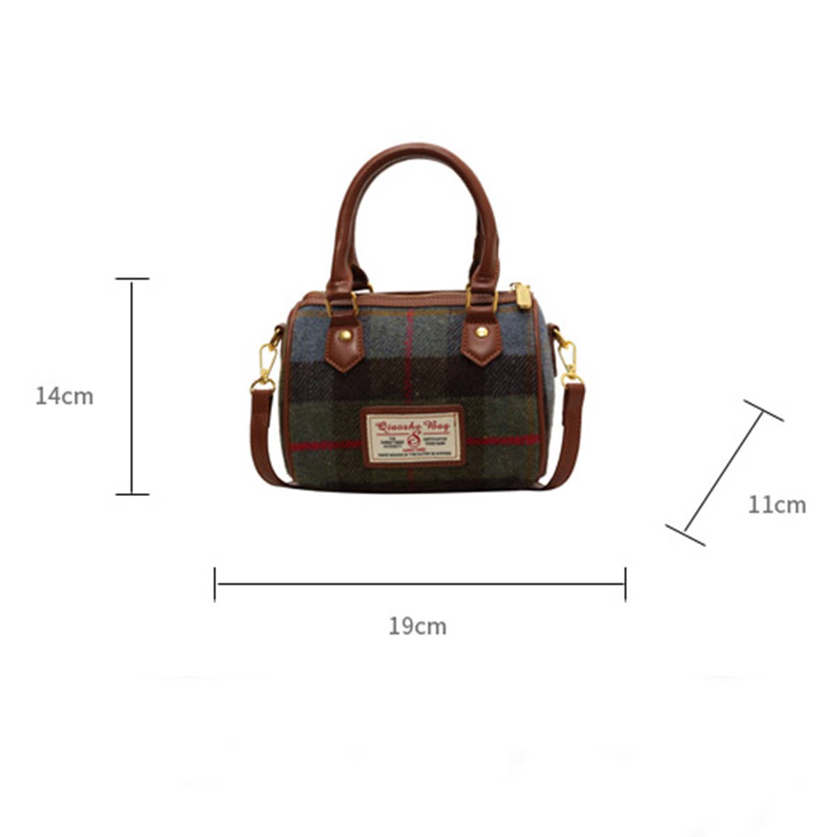 VINTAGE PLAID CASUAL SHOULDER BAG_CWAB1550: Blue / (OS) 1