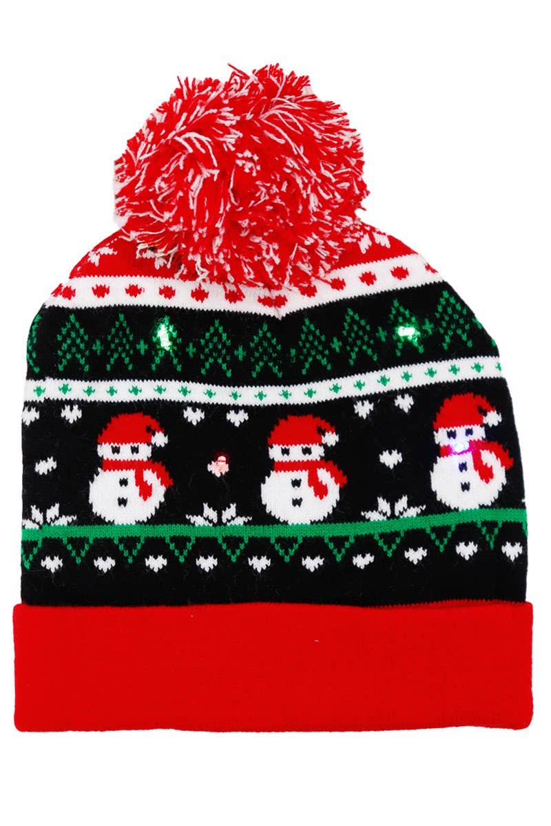 Big Kids Christmas Led Light-up Single Pom Beanie: ASSORTED / ONE SIZE