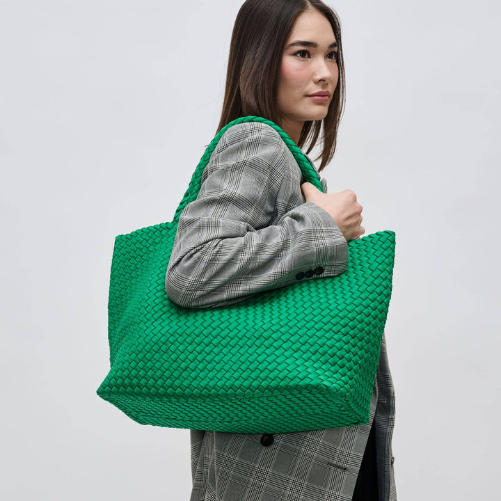 Sky's The Limit - Large Woven Neoprene Tote: Navy Nude