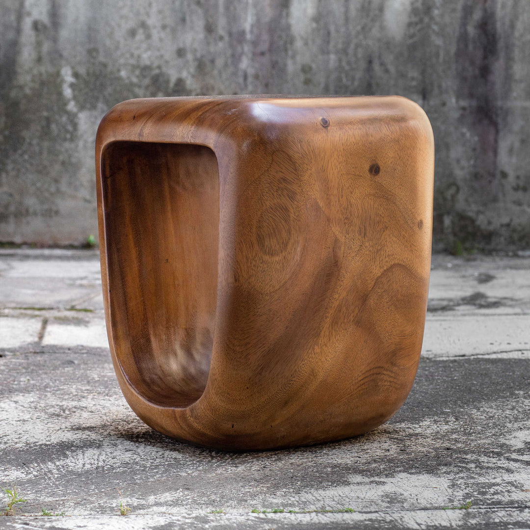 Loophole - Wooden Accent Stool - Light Brown