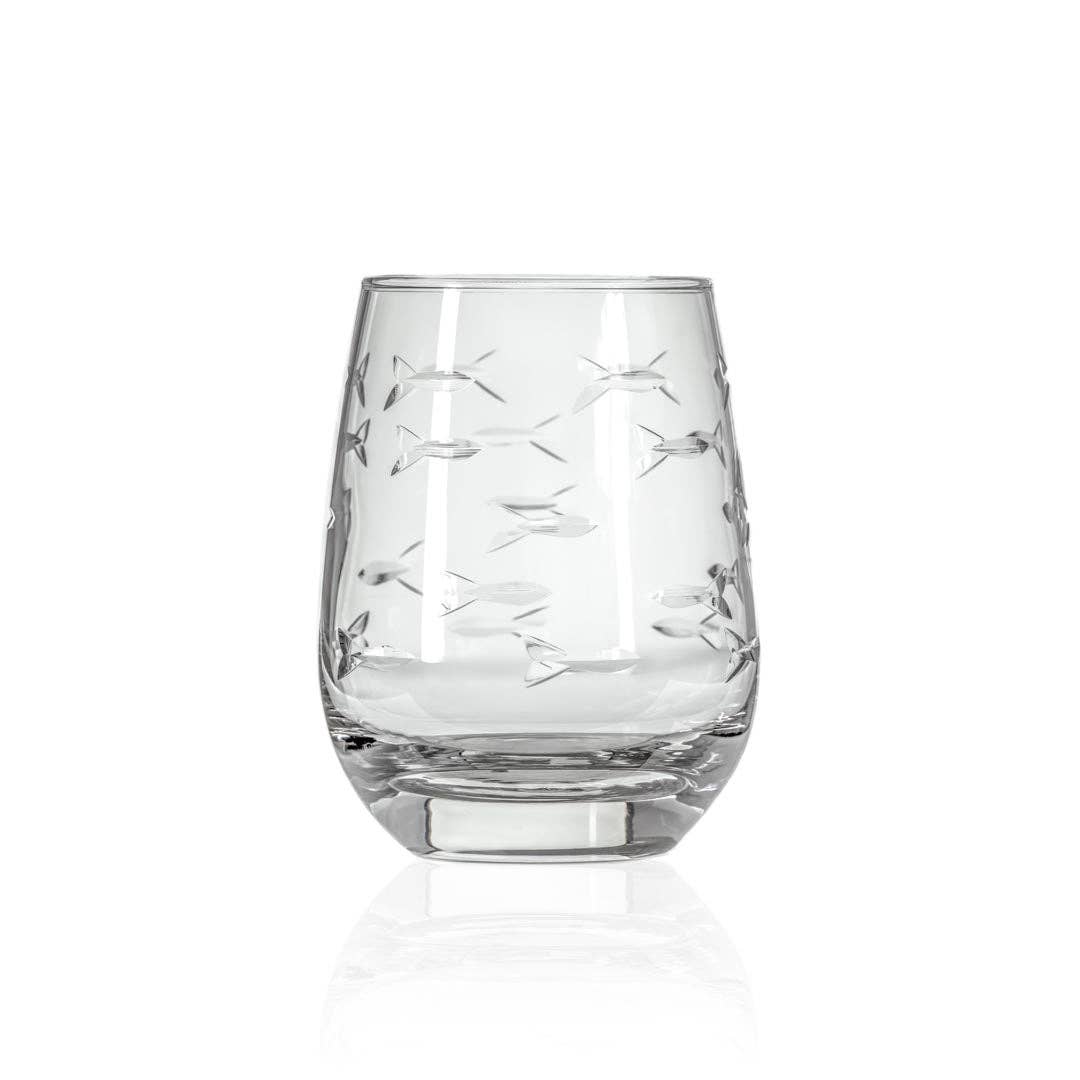 School of Fish 15oz Clear Stemless Wine Tumbler Glass