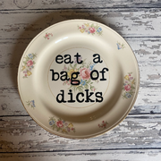 Upcycled Funny Plates, Eat a Bag of Dicks, Gift Shop