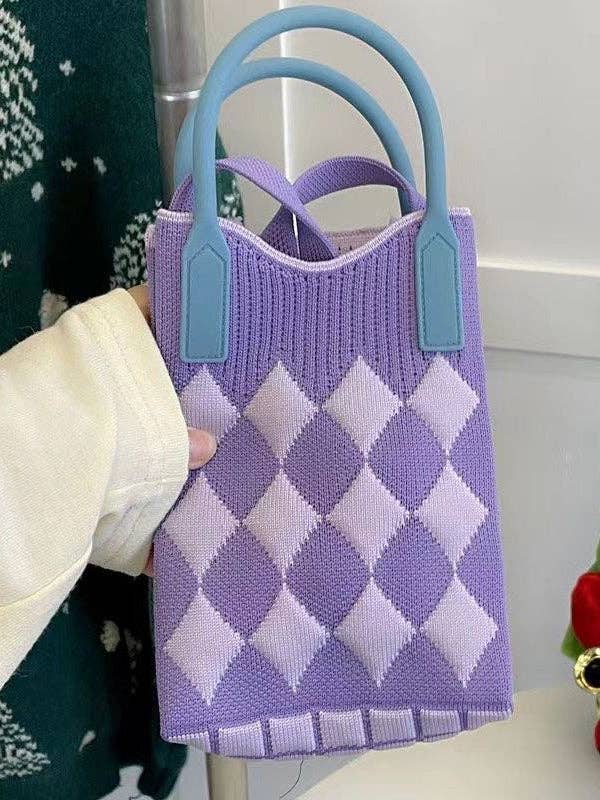 Houndstooth Split-Joint Bags Crossbody Bags Handbags: LIGHT BLUE / One_size