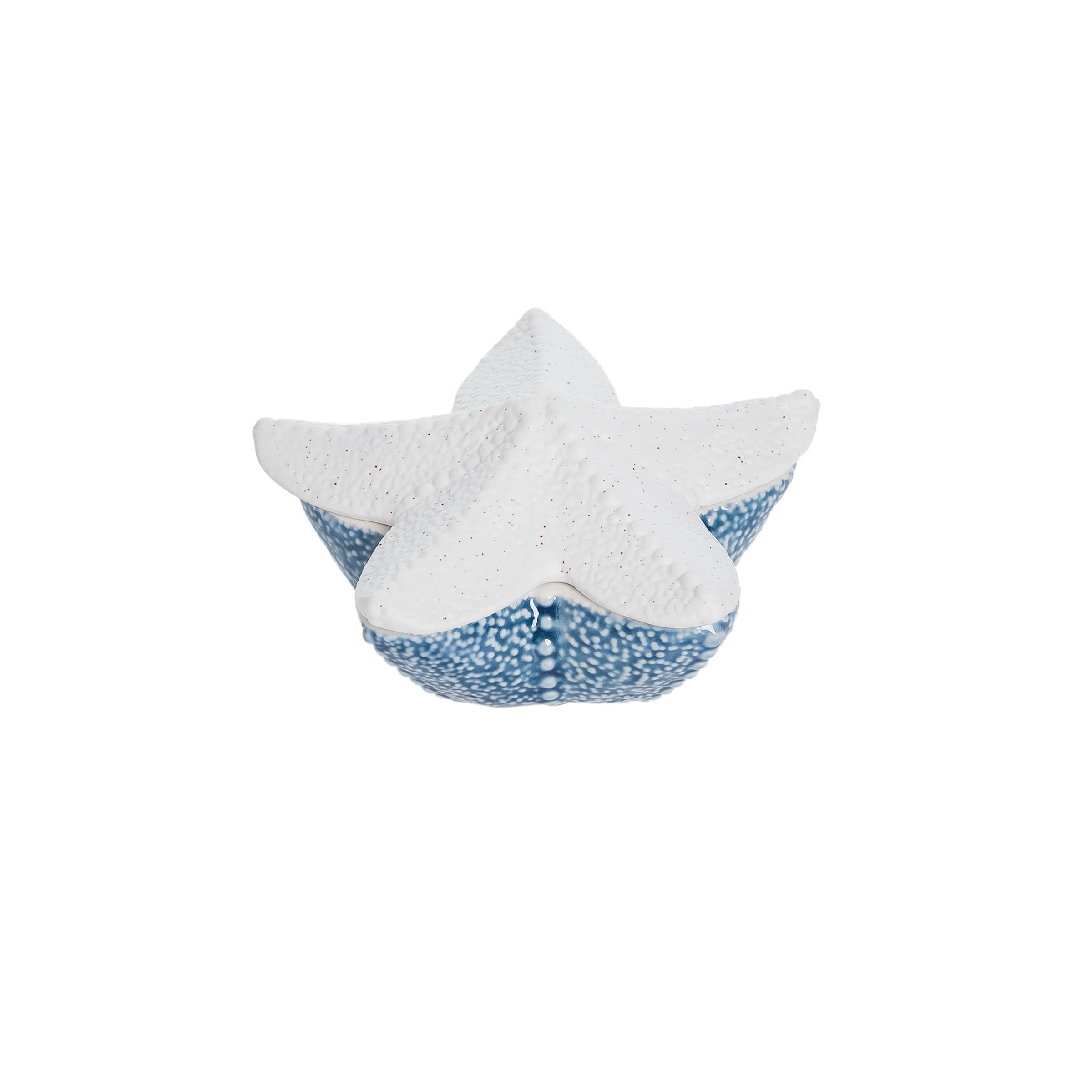 Blue & Bisque Sea Star Shaped Coastal Covered Dish