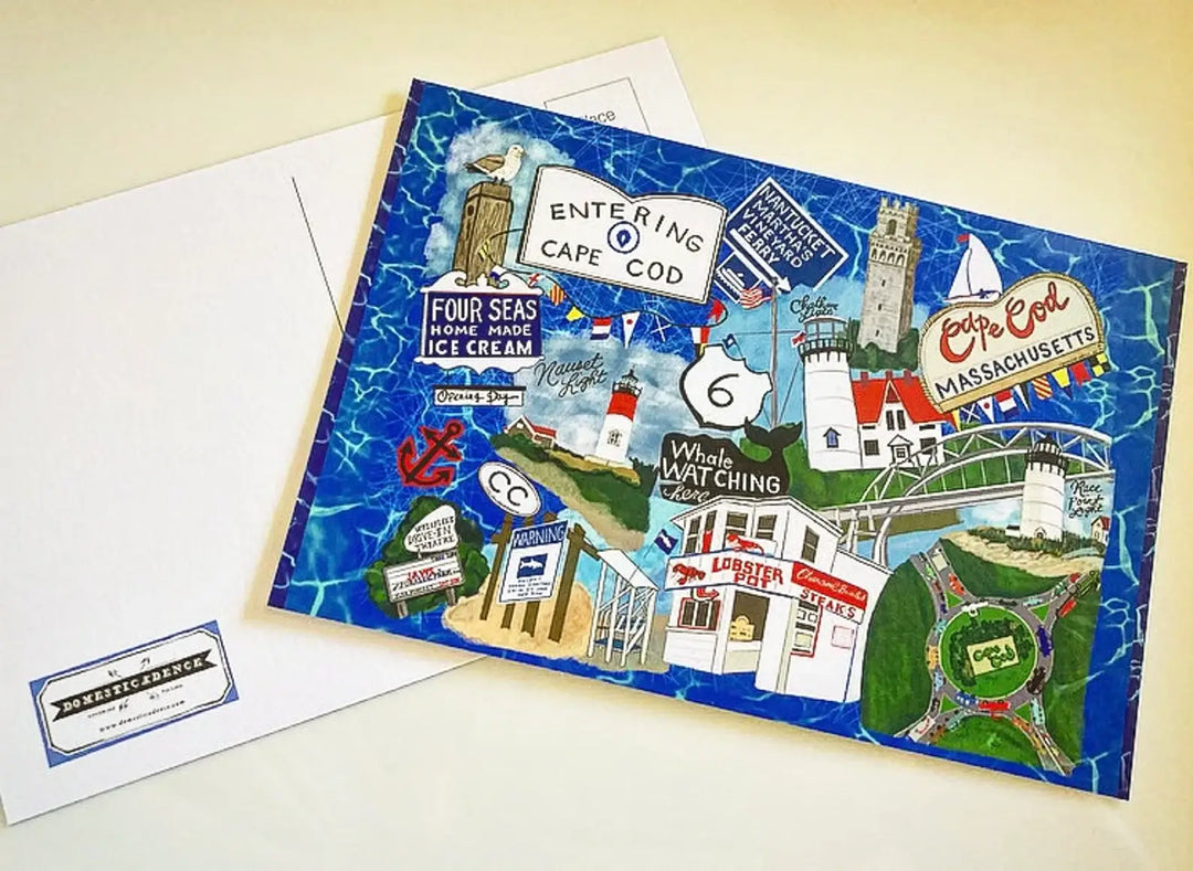 Hand-Drawn Cape Cod, Massachusetts Postcards