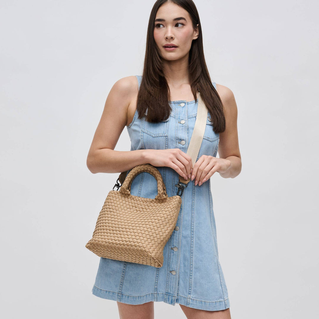 Sky's The Limit - Small Woven Neoprene Crossbody: Sand Black