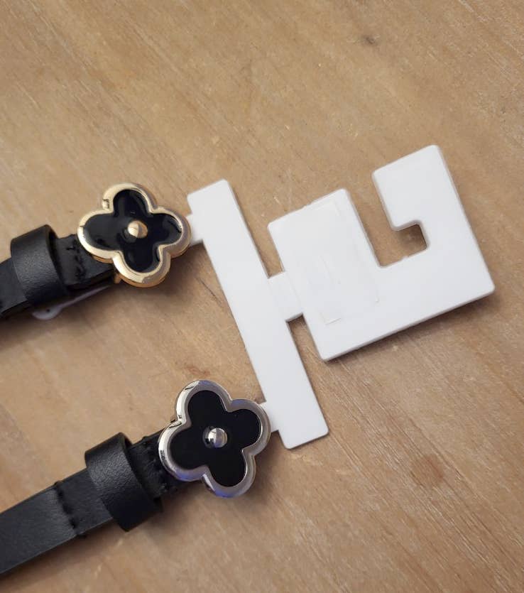 Duo Slim Simple Chic Clover Flower Buckle Leather Belt Set