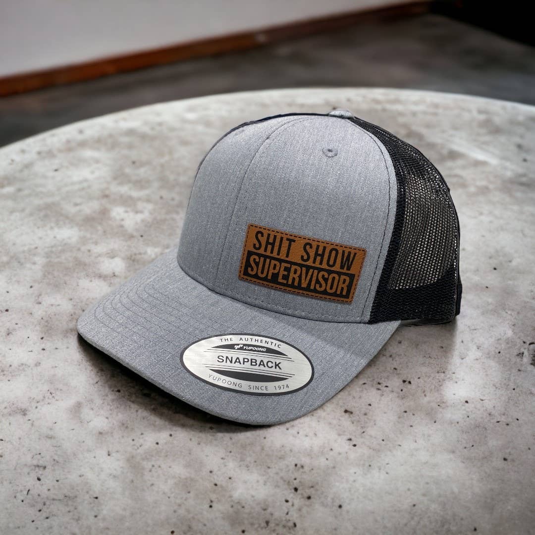 Shit Show Supervisor | Leather Patch Hat: Camo / Black