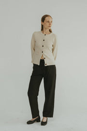 The Tyler Cardigan | Bell Sleeve Buttoned Cardigan: OATMEAL / MEDIUM