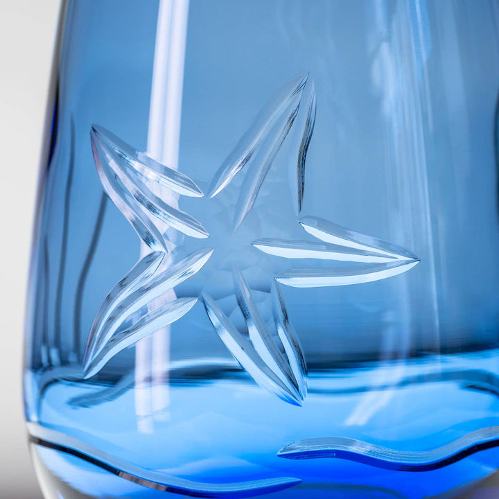 Starfish 15oz Blue Stemless Wine Tumbler Glass: Case of 12