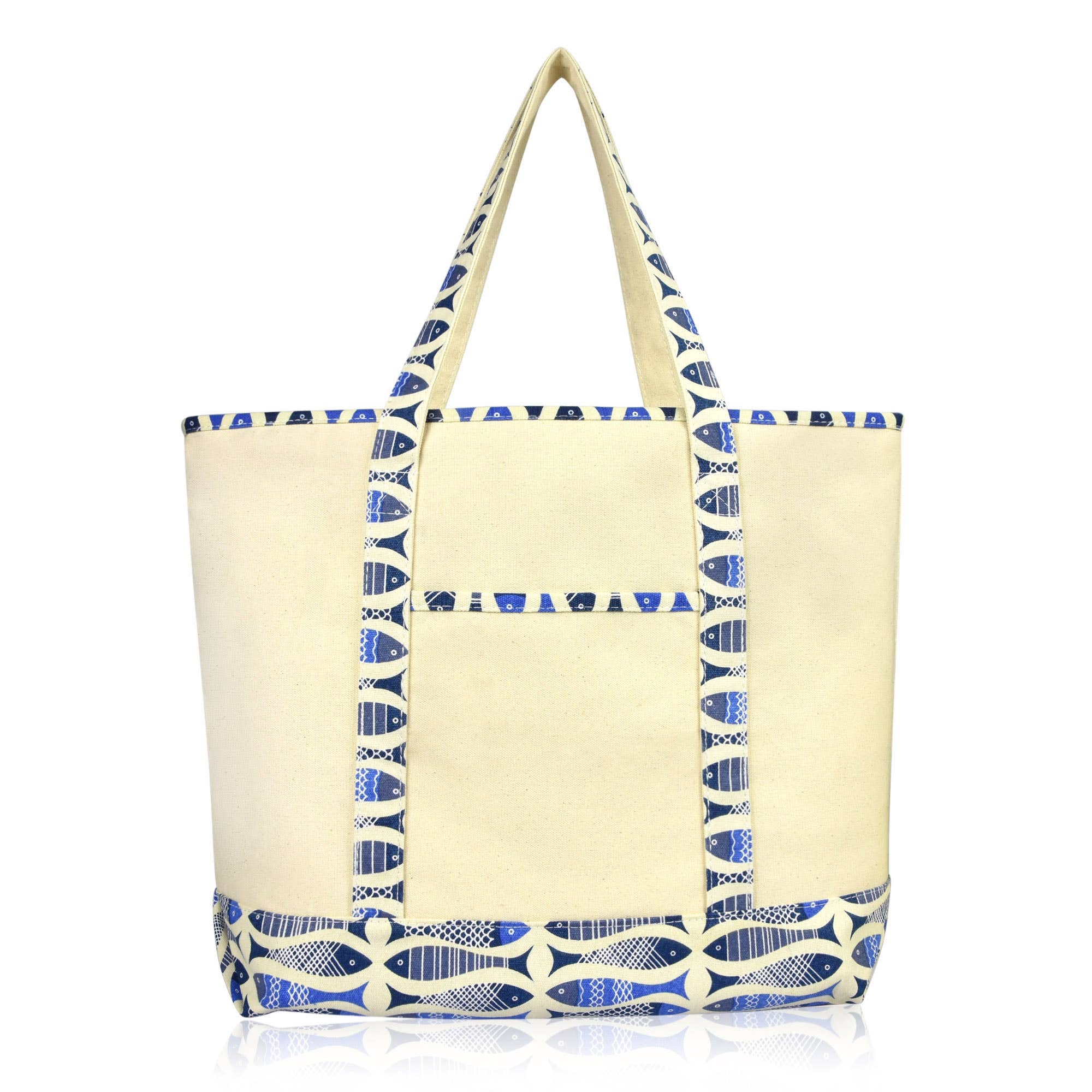 Dalix 22" Cotton Canvas Tote Bag (Zippered Top)