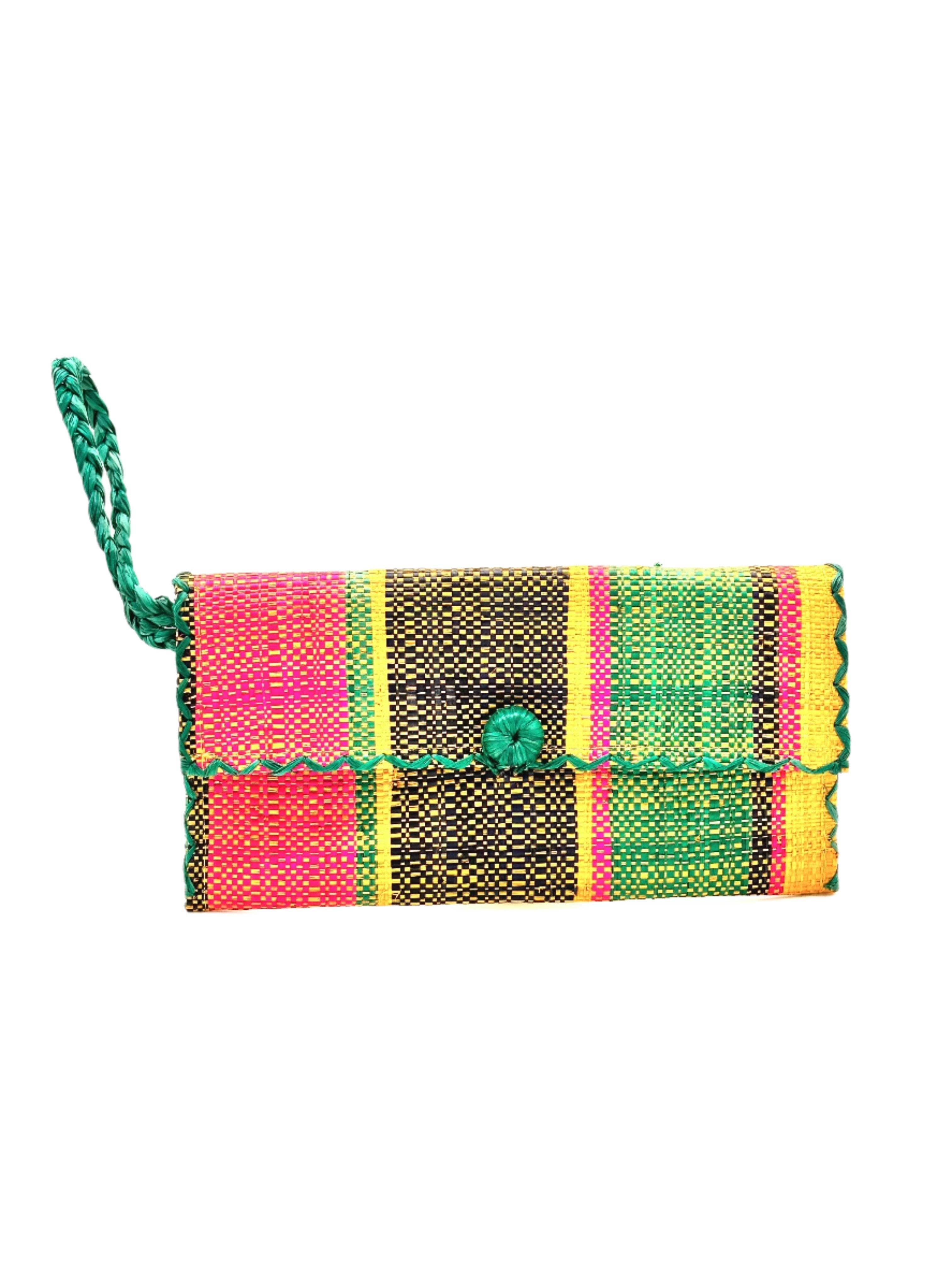 ChiChi Straw Clutch Wristlet Bag: Teal