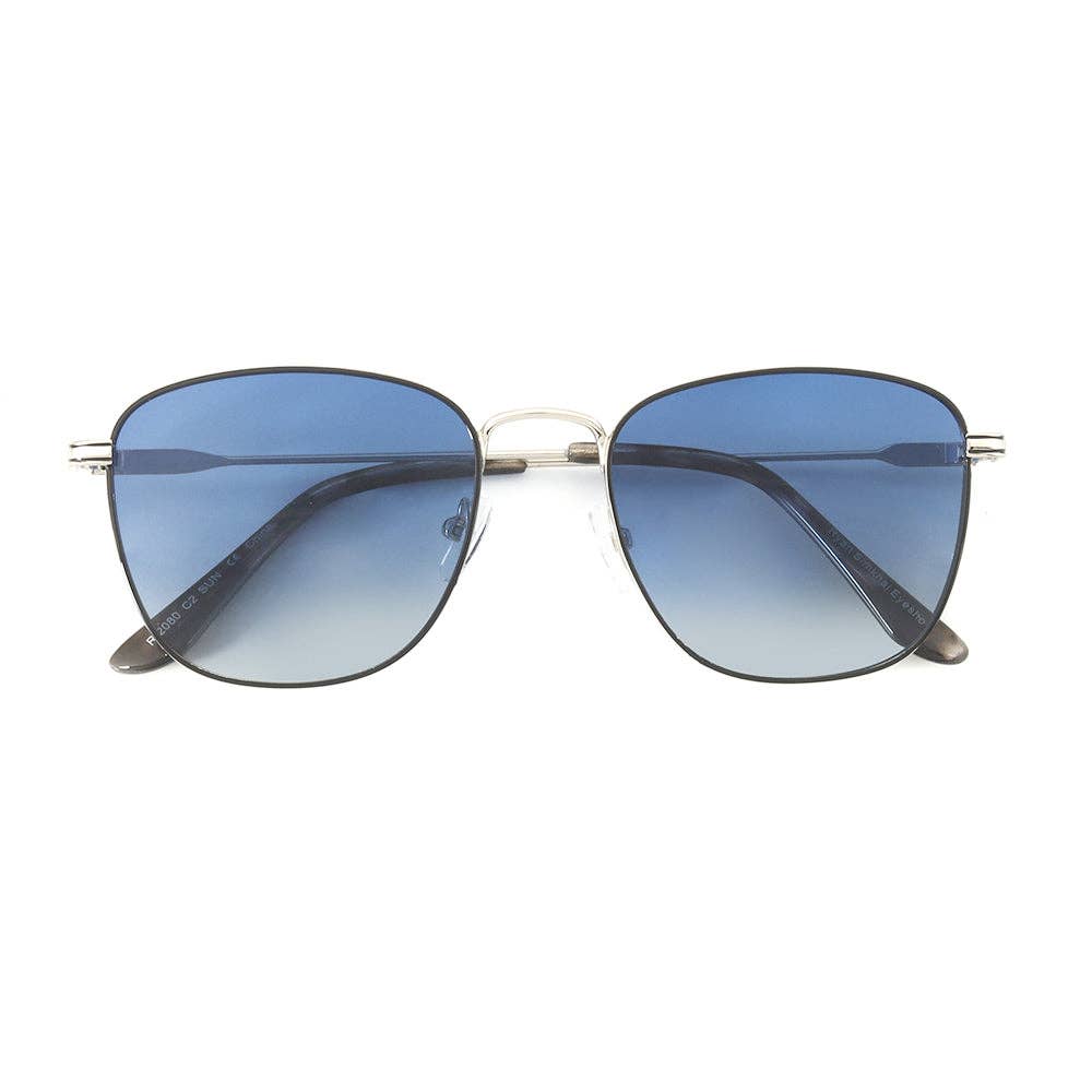 ELLE | Silver Frame / Grey Tortoise Tips / Blue Gradient Lens | Polarized Sunglasses