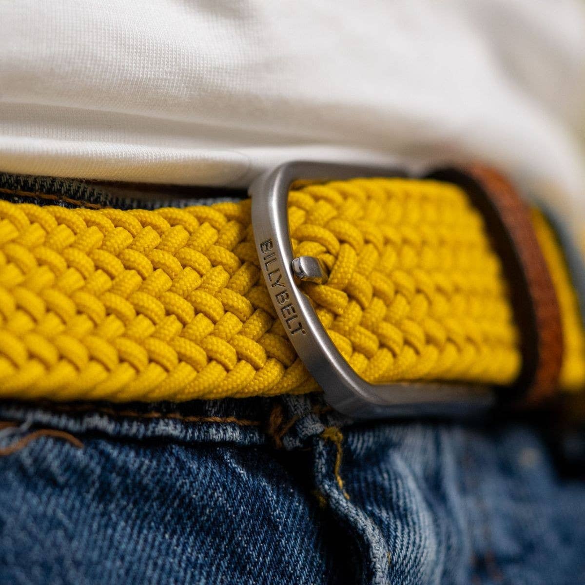 Imperial Yellow Elastic Braided Belt: Size 1