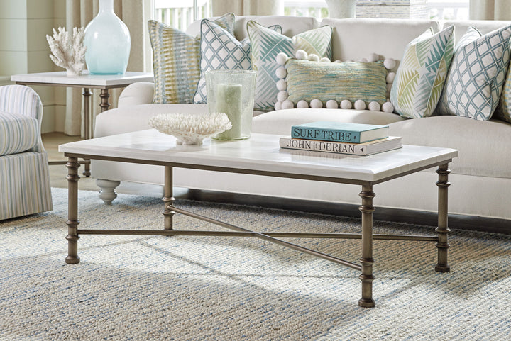 Ocean Breeze - Flagler Rectangular Marble Top Cocktail Table - White