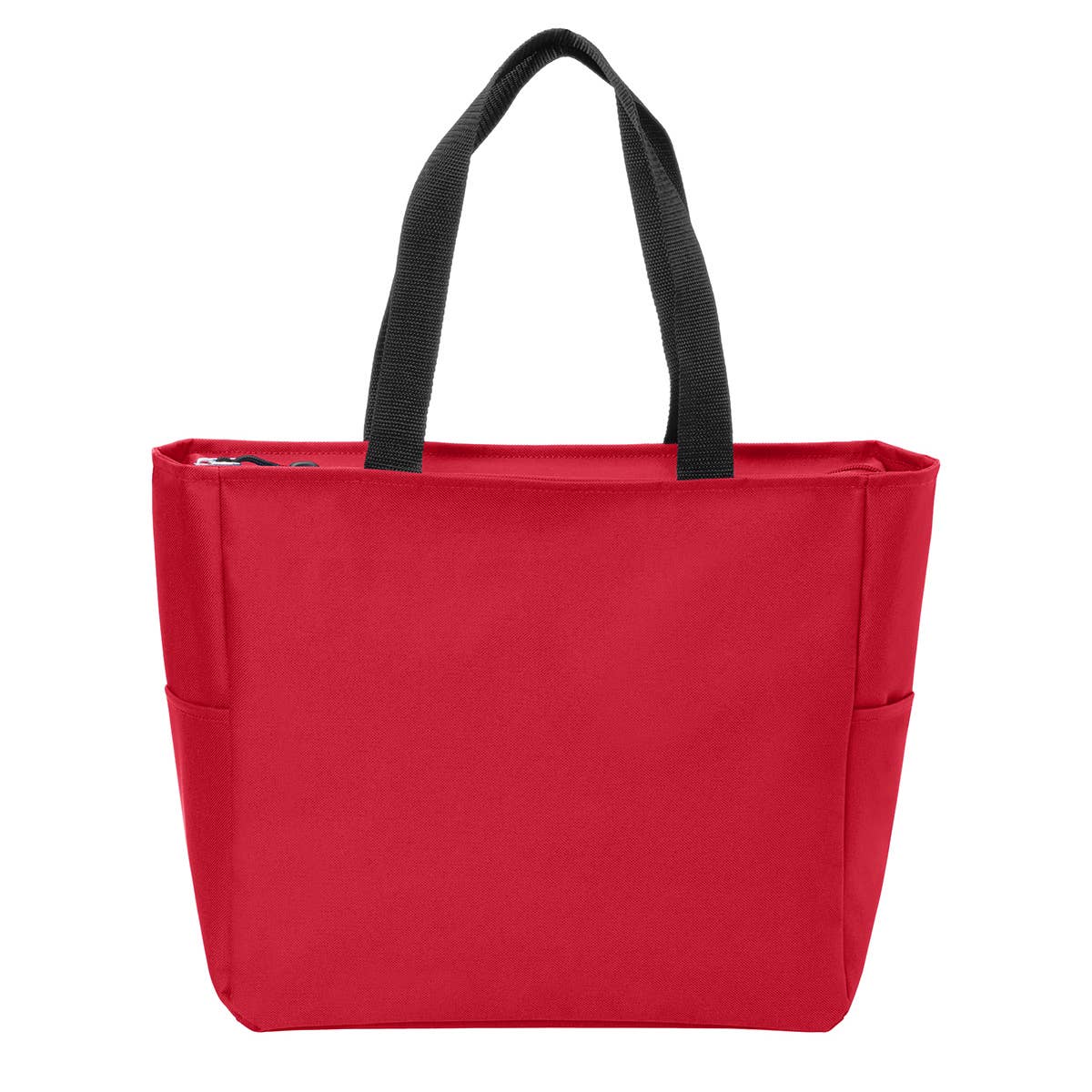 CUSTOM Small Business Tote Bag with Zipper and Side Pockets: Black