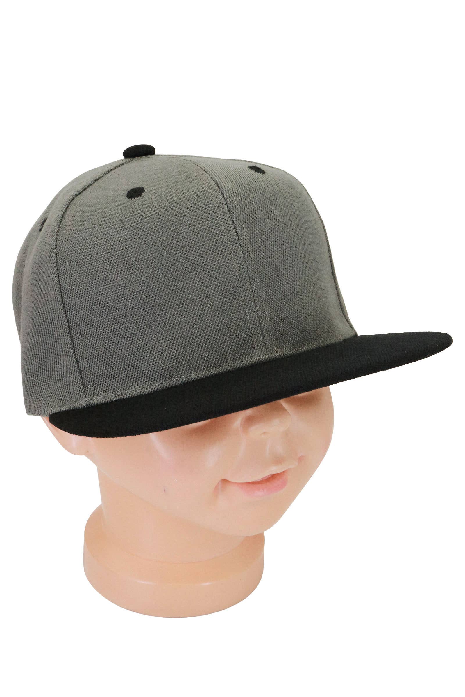 Kids Two Tone Blank Snapback Flat Brim Cap