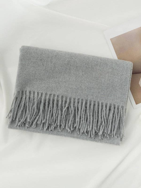 Keep Warm Solid Color Tasseled Shawl&Scarf: DEEP GREEN / One_size