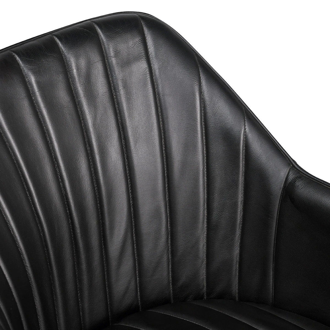 Leon - Leather Dining Chair - Jet Black