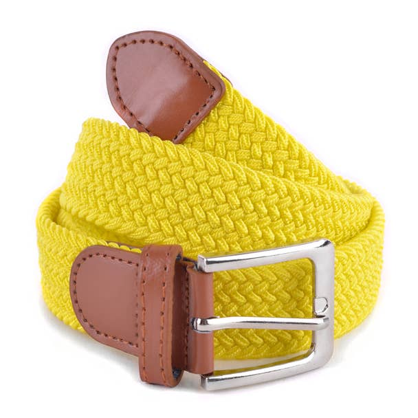 Men's Stretch Braided Woven Belts: BLK / XL