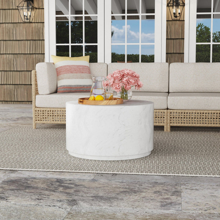 Arlette - Outdoor Round Coffee Table - White