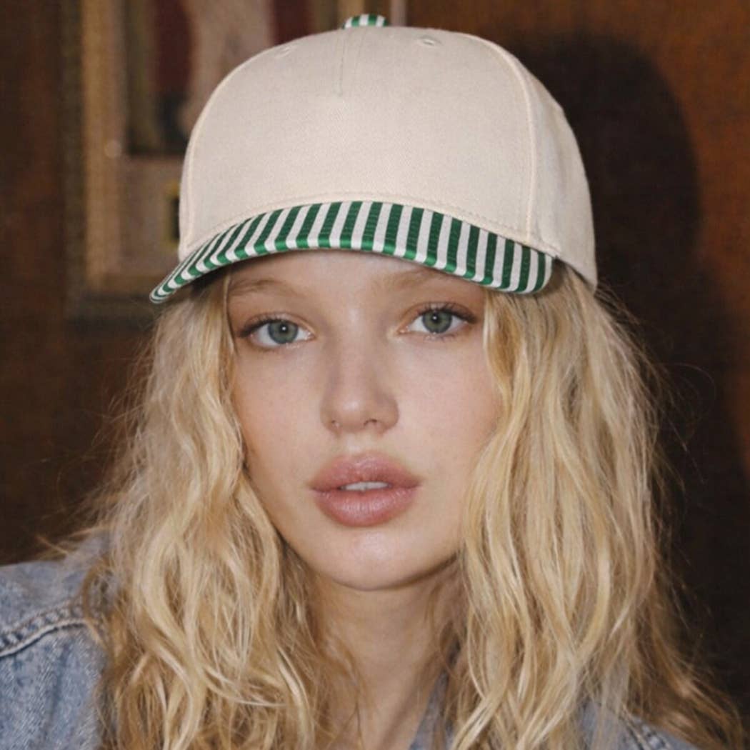 STRIPED BILL TRUCKER HAT