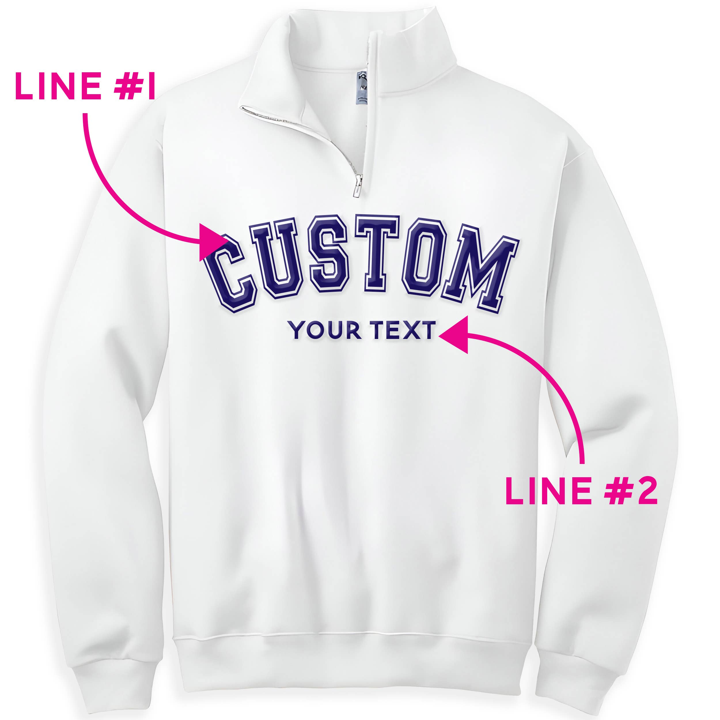 CUSTOM Unisex Puff Print Quarter Zip Sweatshirt: Black / XL