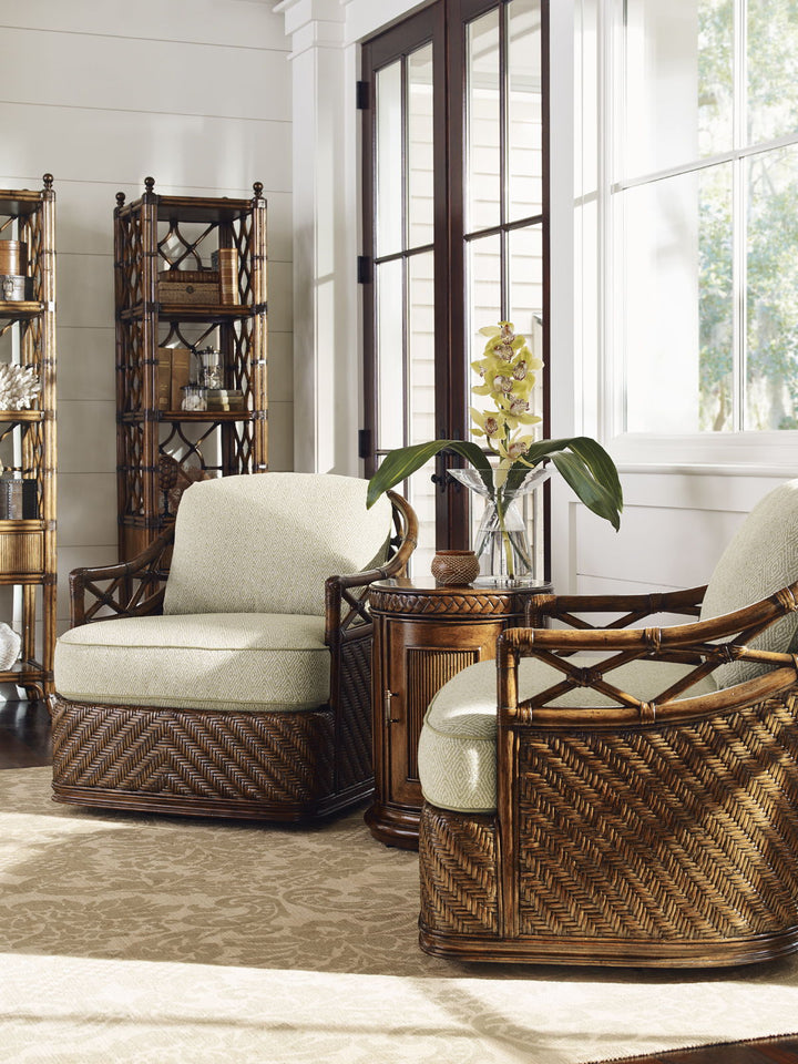 Bali Hai - Diamond Cove Swivel Chair - Dark Brown / Light Brown