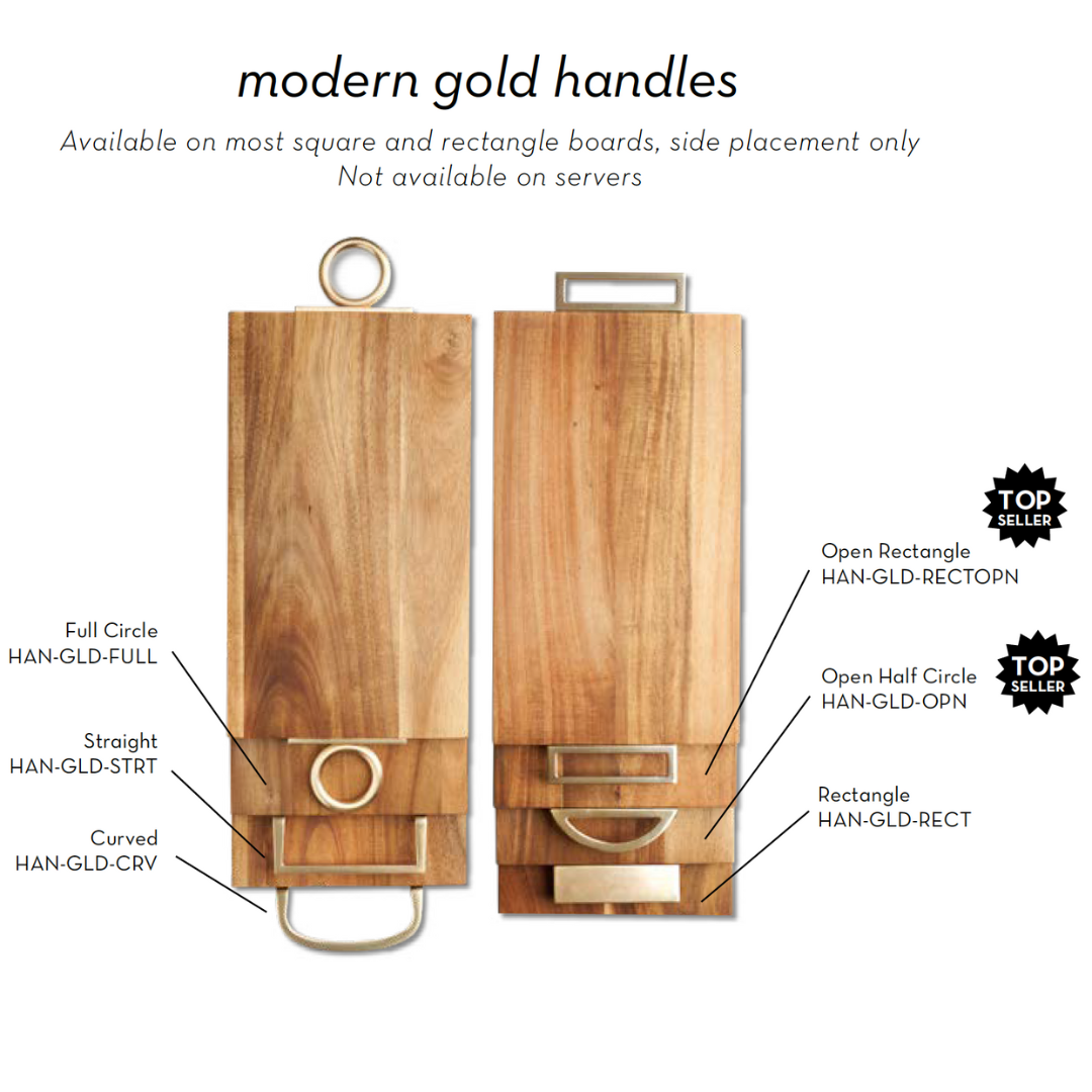 Maple Wood Cutting & Cheeseboard Rectangle | Gold Handles | Personalize | 18 x 12"