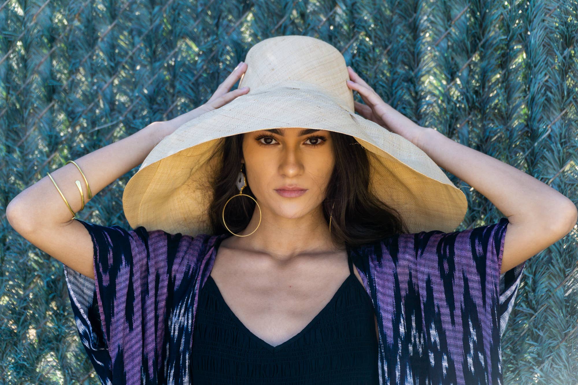 Sun Hats: Solid Color Packable 5" & 7" Brim Raffia Straw: 7"Brim / Turquoise