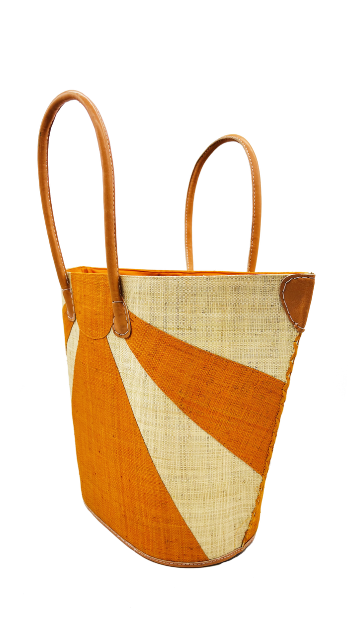 Sunburst Large Straw Tote Bag: Seafoam