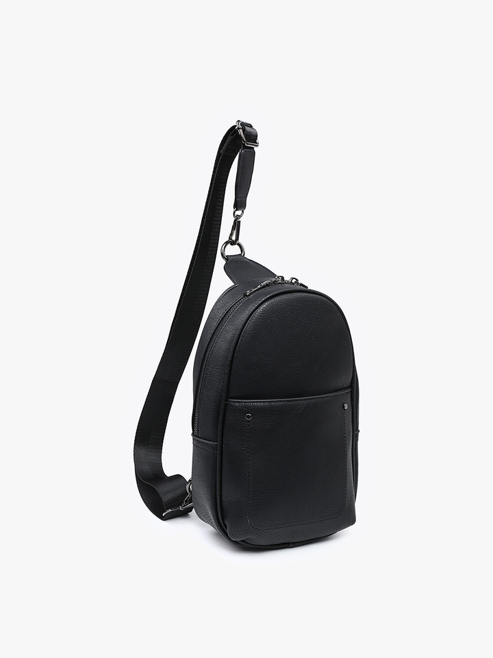 M2437 Pamela Sling Bag w/ Dbl Zip & Removable Strap: Charcoal