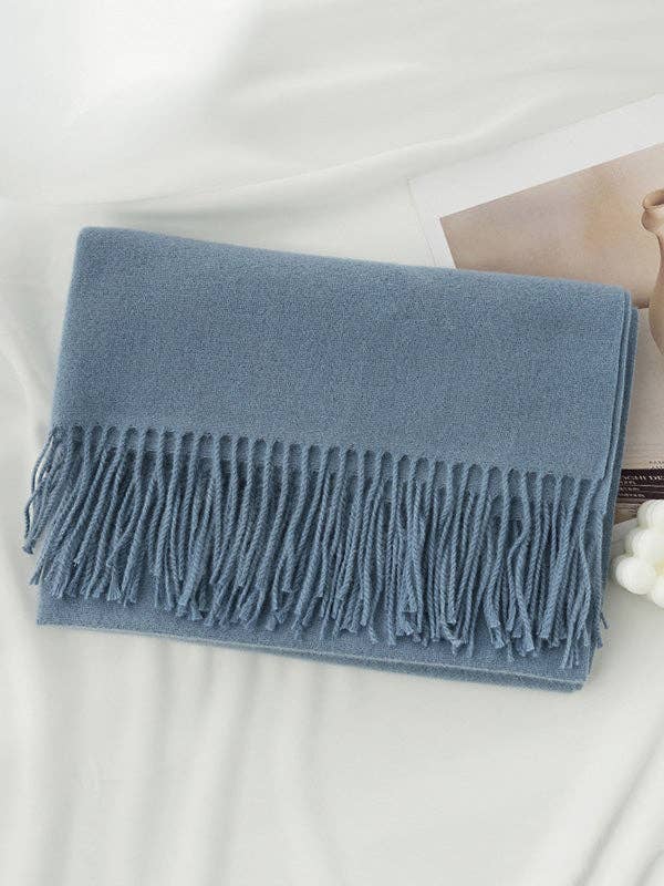 Keep Warm Solid Color Tasseled Shawl&Scarf: DEEP GREEN / One_size