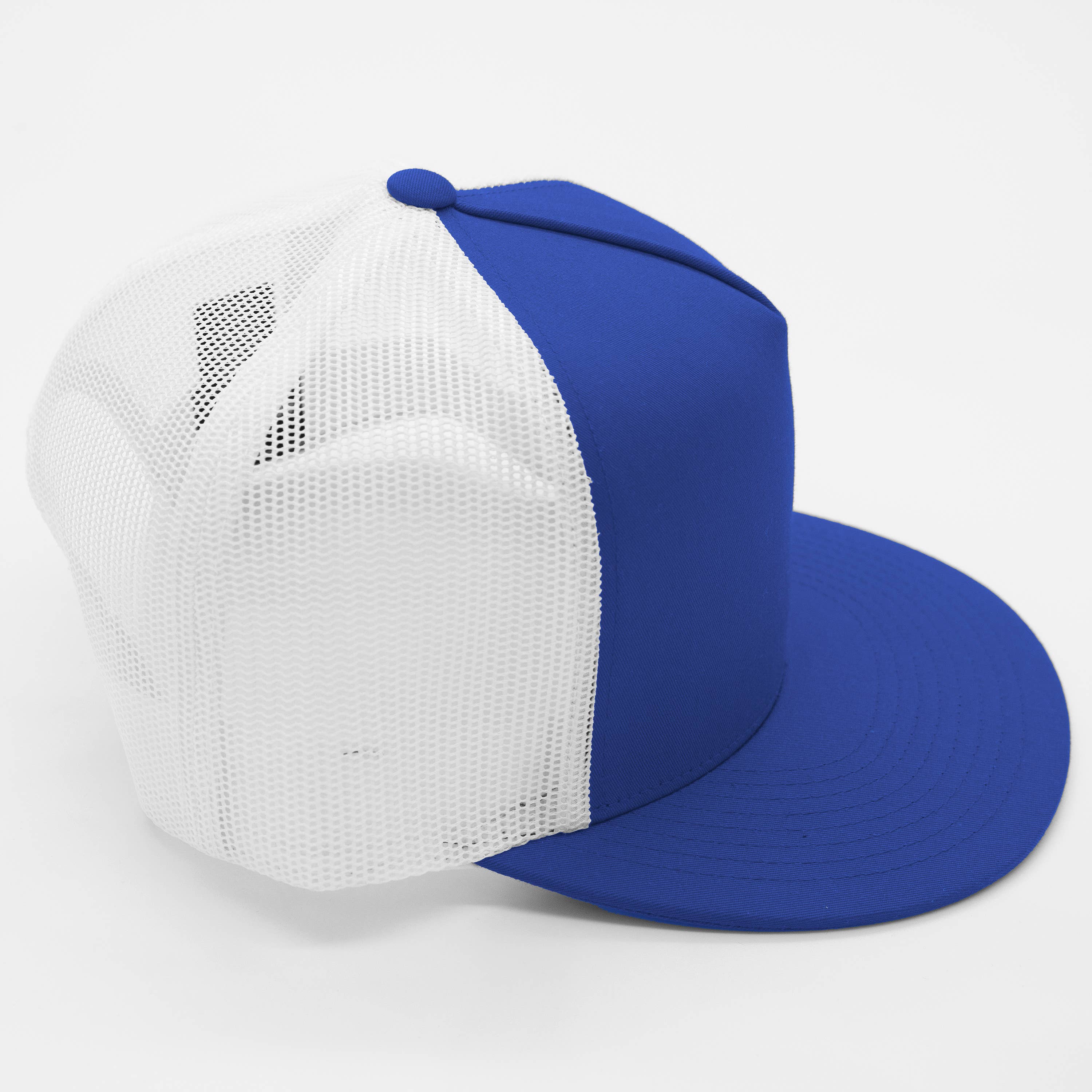 CUSTOM TEXT Raised Print Snapback Trucker Hats: All Black / White