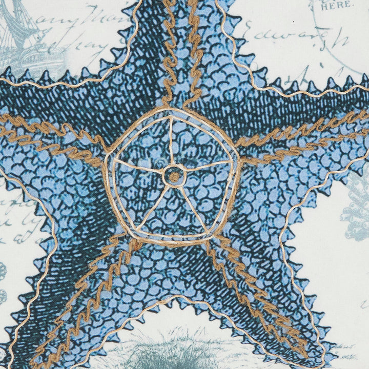 Coastal Outdoor Starfish Pillow: Navy Blue / Poly Filled / 18"