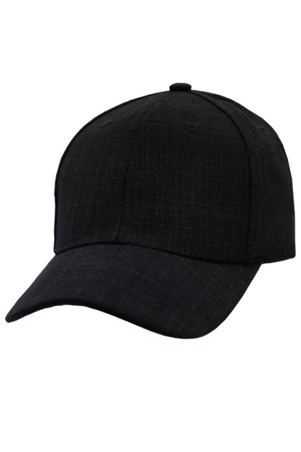 Jute Fabric Six Panel Snap Back Baseball Cap