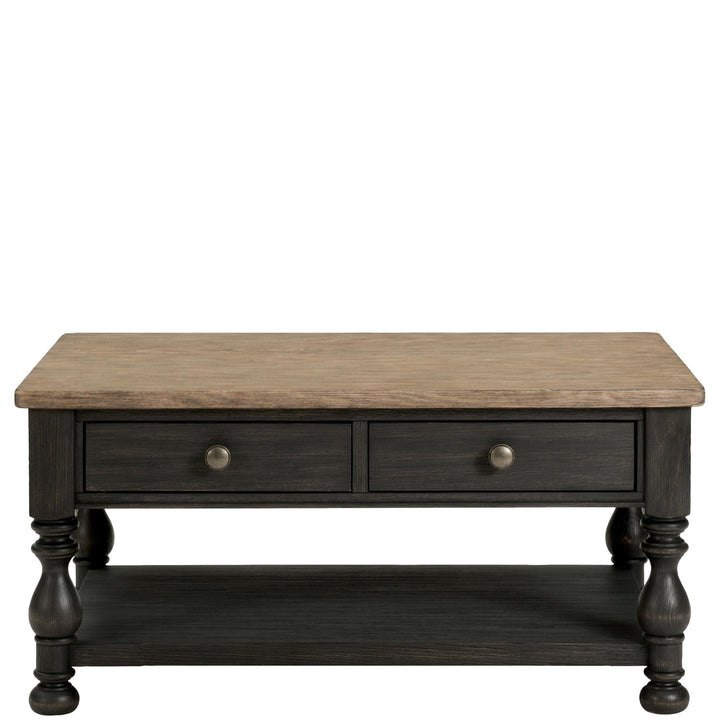 Barrington Two Tone - Rectangular Coffee Table - Antique Oak / Matte Black