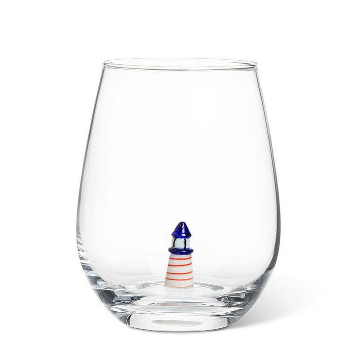 Lighthouse Icon Stemless Wine Glass-4.5"H(20oz)