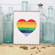 Rainbow Heart Decorative Wooden Block