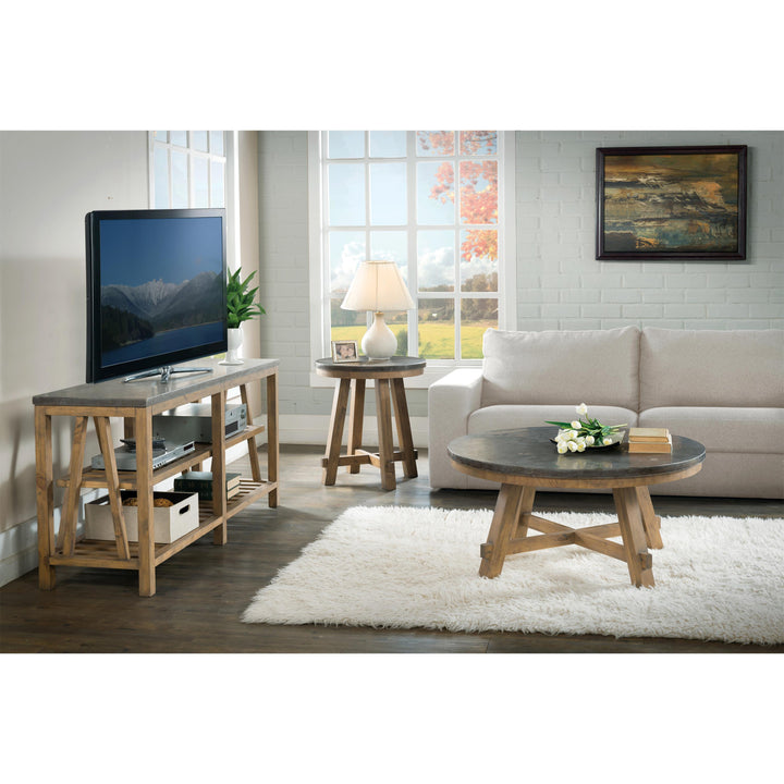 Weatherford - Round Cocktail Table - Reclaimed Natural Pine