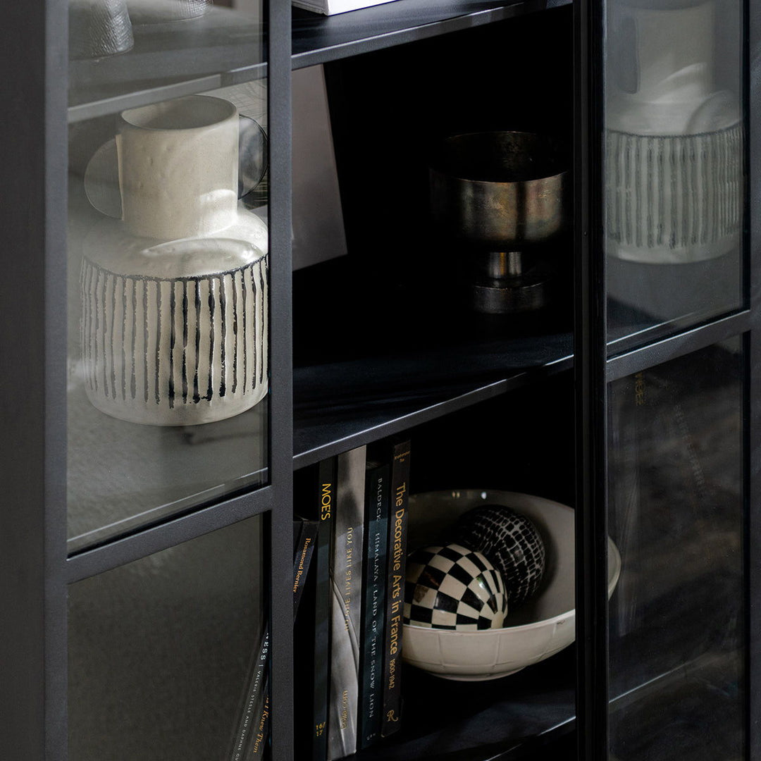 Lillo - Metal/Glass Single Door Cabinet - Black