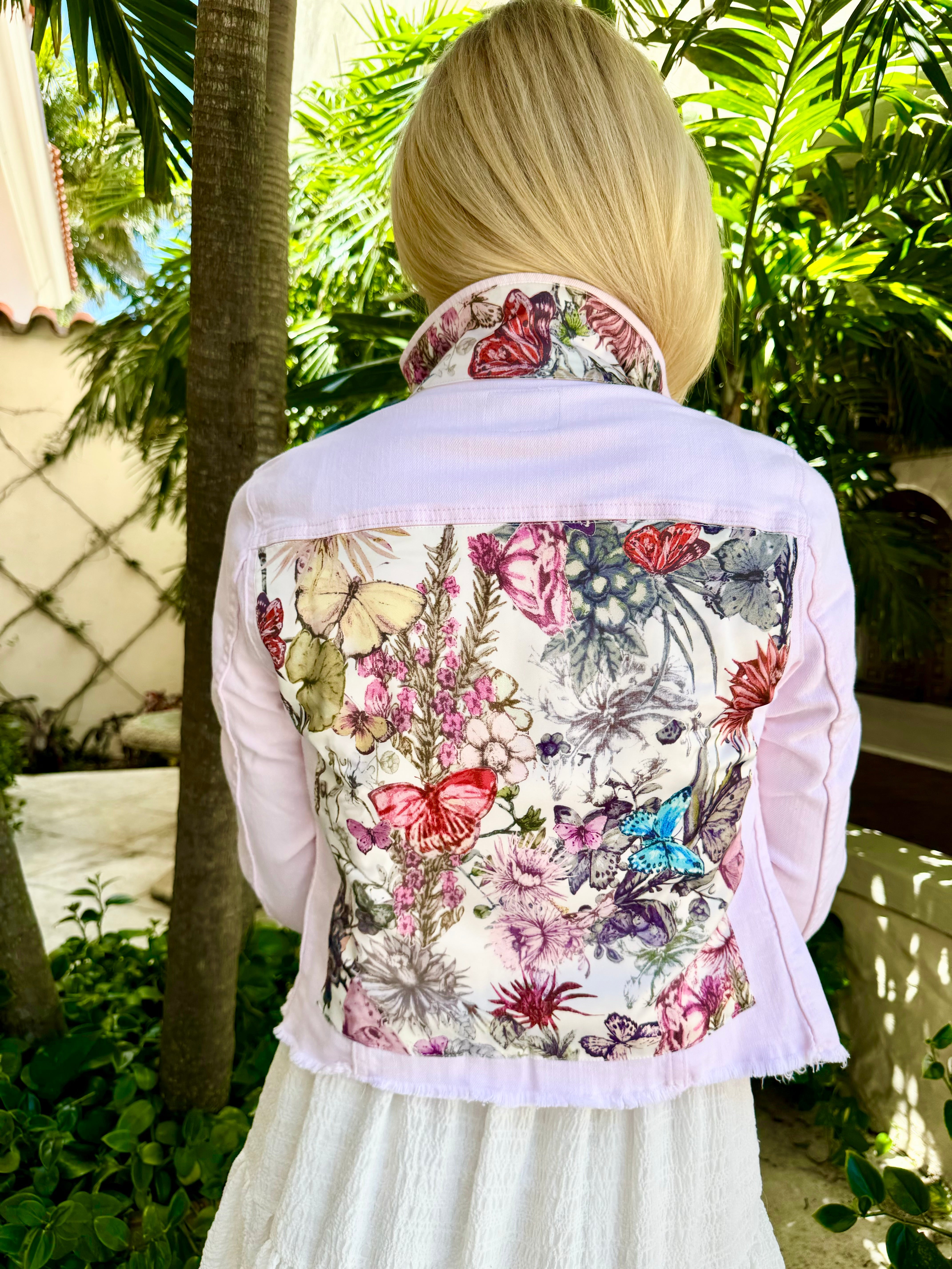 The Pink Denim Jacket / Adore Colorful Butterflies